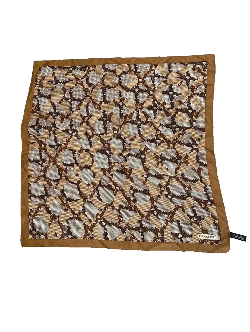 Vintage Coach 100% Silk Scarf Square Snakeskin Animal Pattern 26.5” X 26.5”